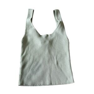 Zara Light Sage Green Ribbed Tank Top